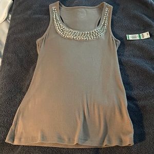 Inc tank top with embellished neckline size large